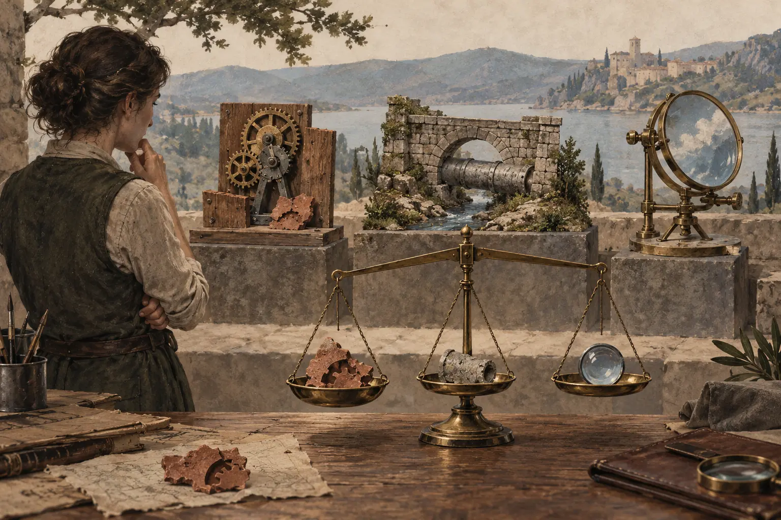 An investigator weighs three possible mechanisms while a newly found object fits one mechanism more precisely than the others
