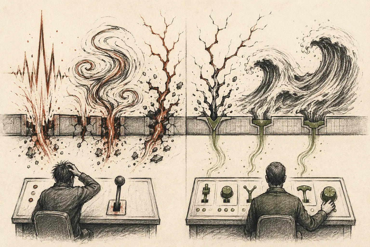 Several distinct disturbances matched to a compact set of different responses instead of one response for everything